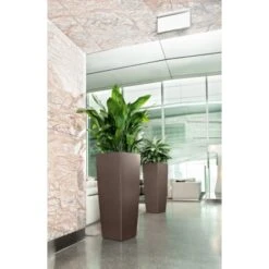 Lechuza Pflanzgefäß Cubico Alto Premium 40 Cm X 40 Cm Espresso Metallic -Startseite Umfassend 261653 4186 5