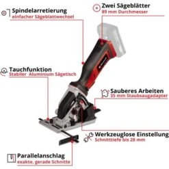 Einhell Power X-Change Akku-Mini Handkreisssäge TE-CS 18/89 Li Solo -Startseite Umfassend 4006825646184 2171 03