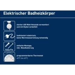 Elektrischer Badheizkörper Wuppertal Mit Programmierbarem Thermostat 600 W -Startseite Umfassend 4007871151554 A02 010819